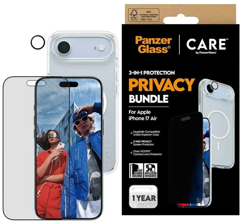 Zestaw ochronny CARE by PanzerGlass      Flagship Privacy 3w1 Etui+Szkło Prywatyzujące+Lens do iPhon