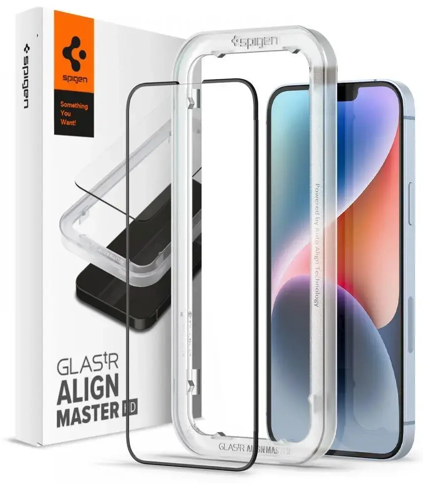 Spigen ALM GLASS FC защитное стекло для телефона iPhone 13 | iPhone 13 Pro | iPhone 14 черный