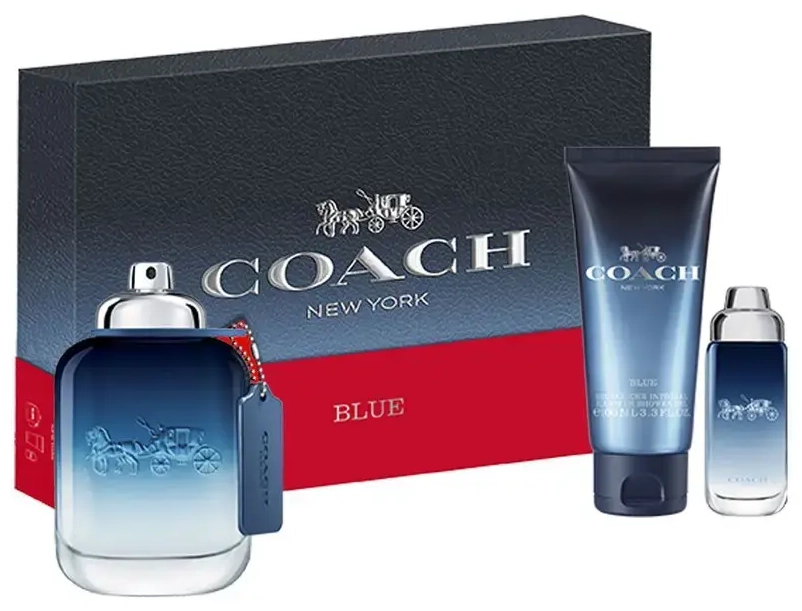 Set Coach: Blue, Eau De Toilette, For Men, 100 ml + Blue, Eau De Toilette, For Men, 15 ml + Blue, Shower Gel, Beard & Hair, 100 ml