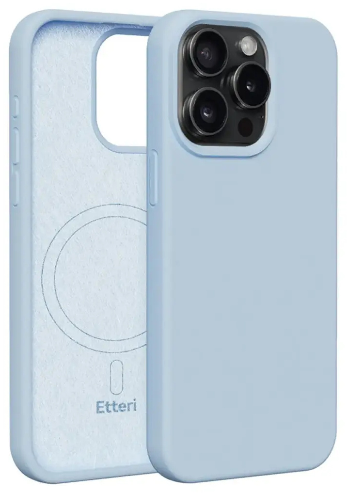 Etteri Silicone maciņš ar MagSafe atbalstu telefonam iPhone 15 Pro zils