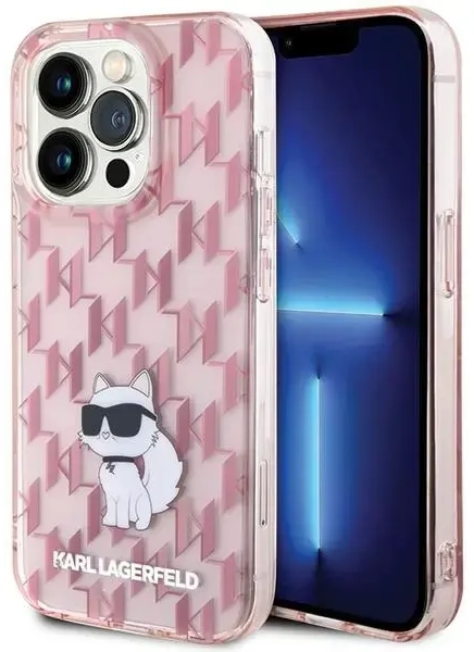 Karl Lagerfeld KLHCP15XHNCMKLP iPhone 15 Pro Max 6,7" rozā cietais maciņš Monogram Choupette