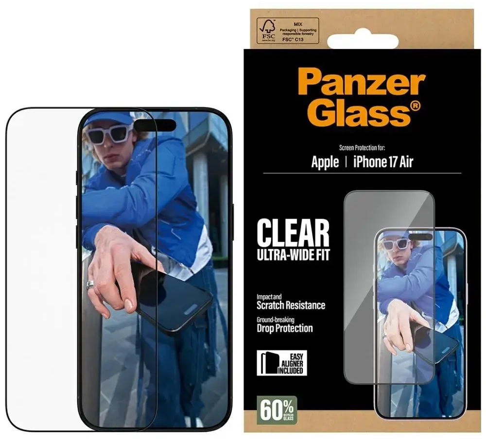 PanzerGlass Ultra-Wide Fit EasyAligner Tempered Glass for iPhone Air
