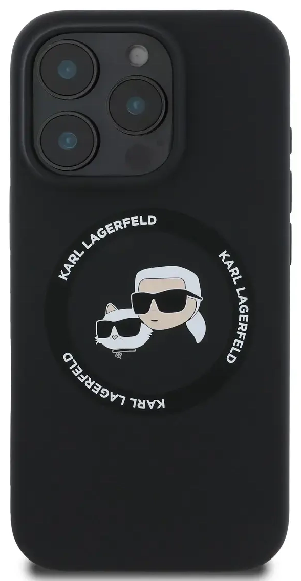 Karl Lagerfeld Liquid Silicone K&CH Heads MagSafe Case for iPhone 16 Pro Max Black