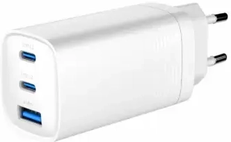 Gembird 3-port tīkla lādētājs | 65W | GaN, PD | USB-A | balts