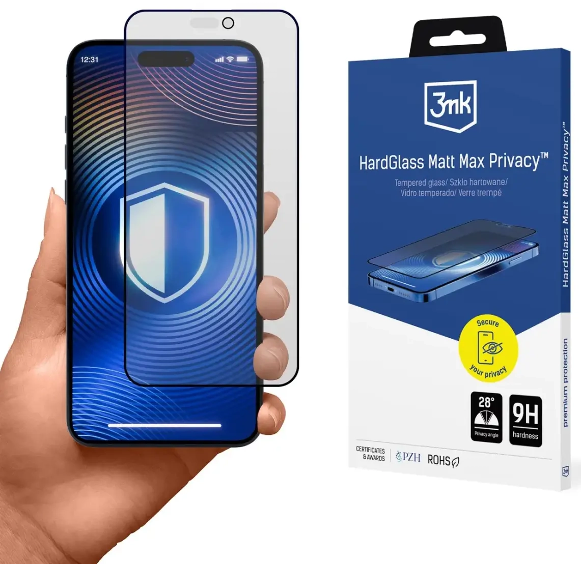 Tempered Glass 3mk Hardglass Matt Max Privacy for Apple iPhone 16 Pro