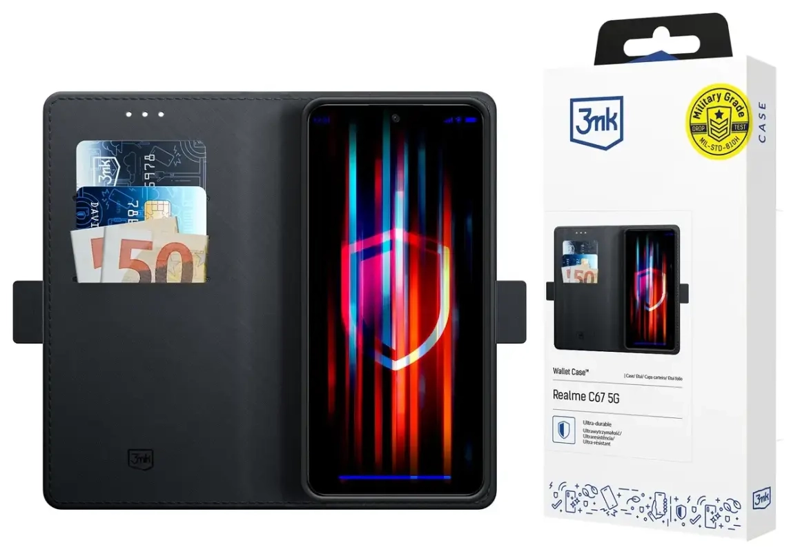 3mk Wallet Case for Realme C67 5G - Black