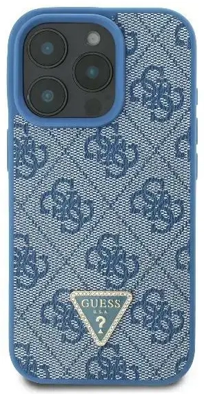 Guess GUHCP16SP4TDSCPB iPhone 16 6.1" niebieski|blue hardcase Leather Metal Logo Strass Crossbody
