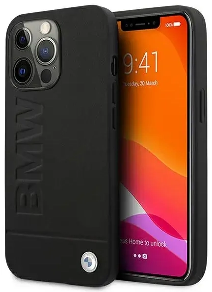 BMHCP13XSLLBK BMW Leather Hot Stamp Case for iPhone 13 Pro Max Black