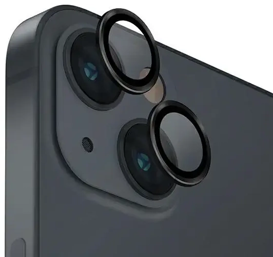 Uniq Optix Glass Aluminum Camera Lens Protector for iPhone 14 | 14 Plus Camera Lens with Applicator - Black