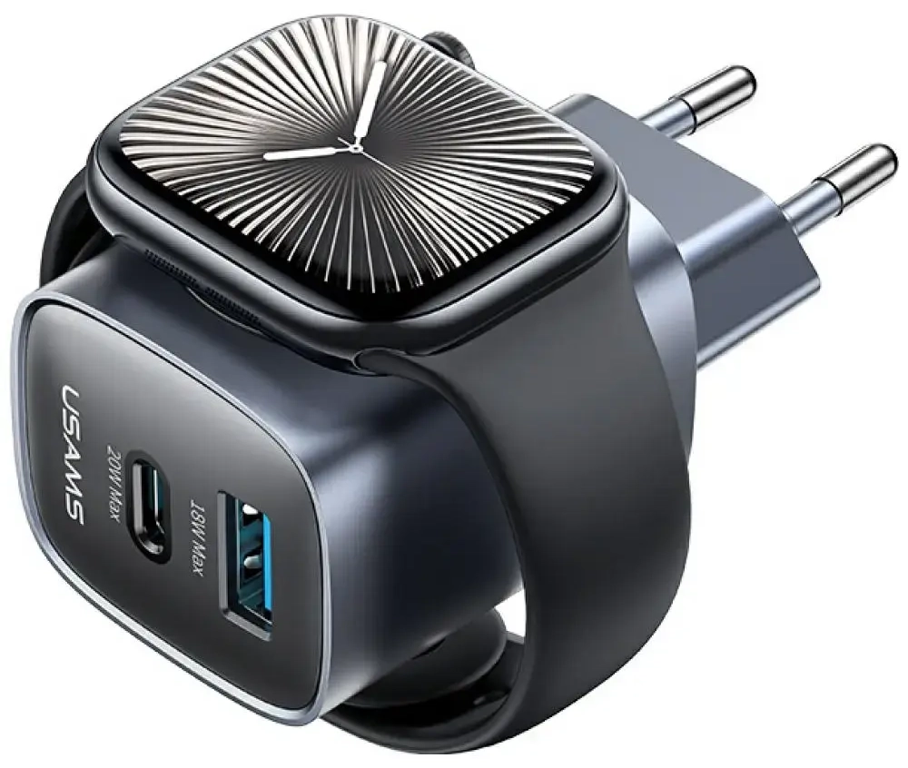 Ładowarka sieciowa USAMS CC293 T67 20W   iWatch 1xUSB-C 1xUSB-A tarnish