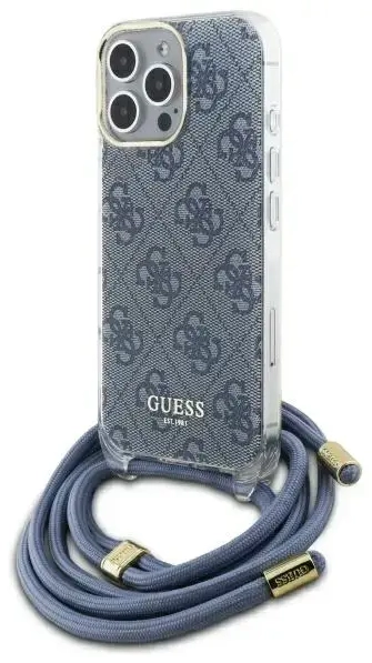 Guess GUHCP16LHC4SEB iPhone 16 Pro 6.3"   niebieski|blue hardcase Crossbody Cord 4G Print