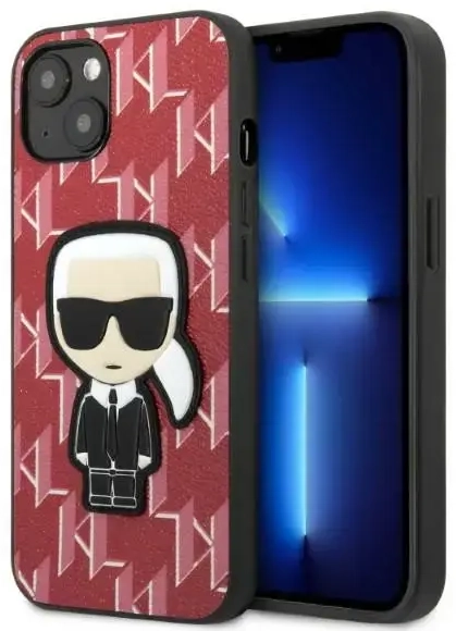 Karl Lagerfeld Monogram Ikonik dėklas iPhone 13 raudonas