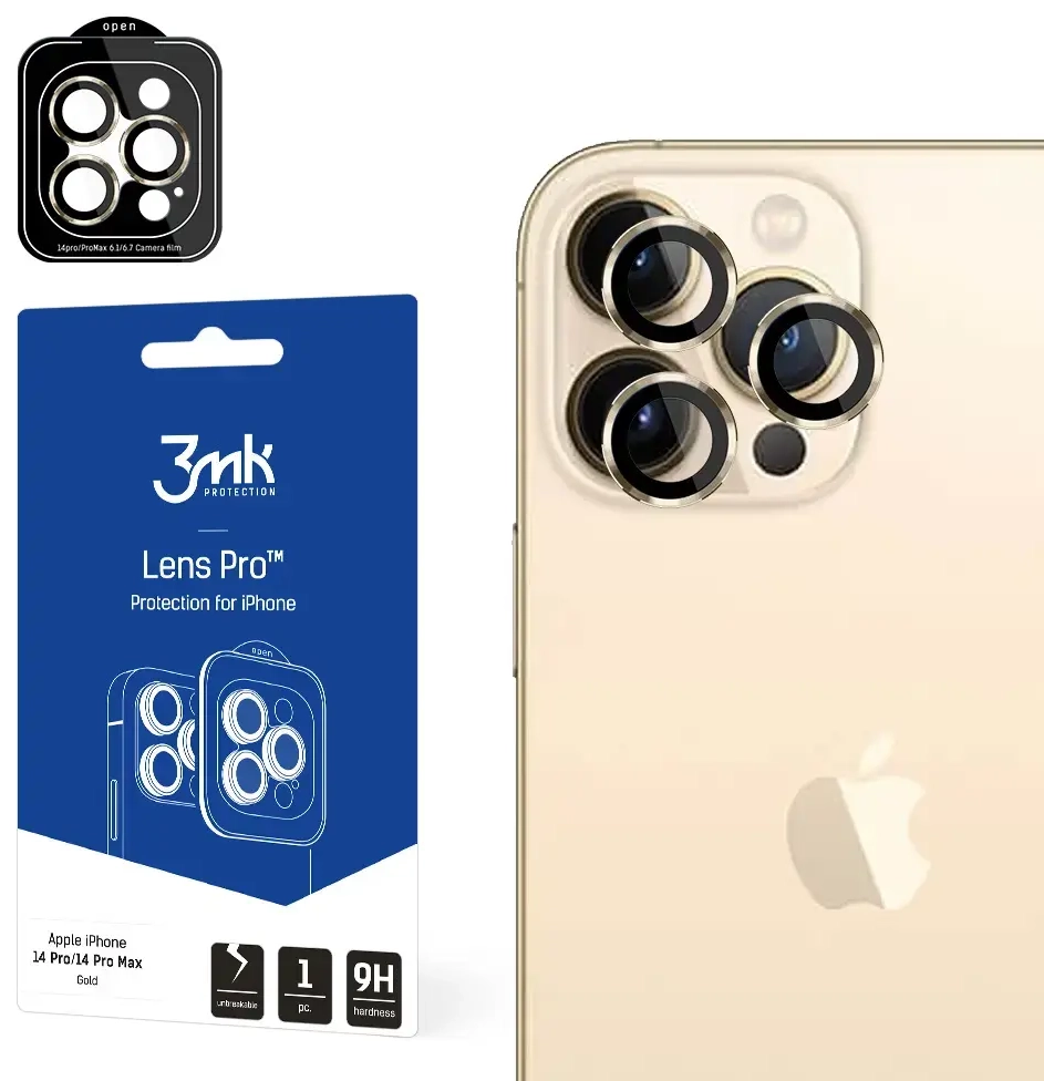 Apple iPhone 14 Pro|14 Pro Max - 3mk Lens Protection Pro Gold screen protector