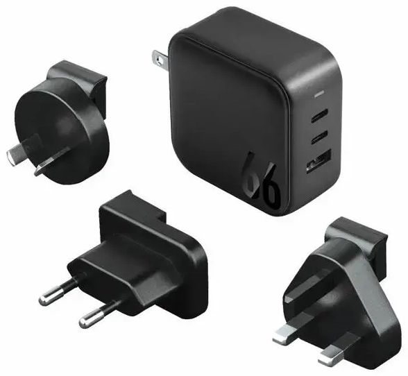 ENERGEA Travelite tīkla lādētājs | 66W | GaN, PD, PPS, QC3.0 | USB-A, USB-C | melns
