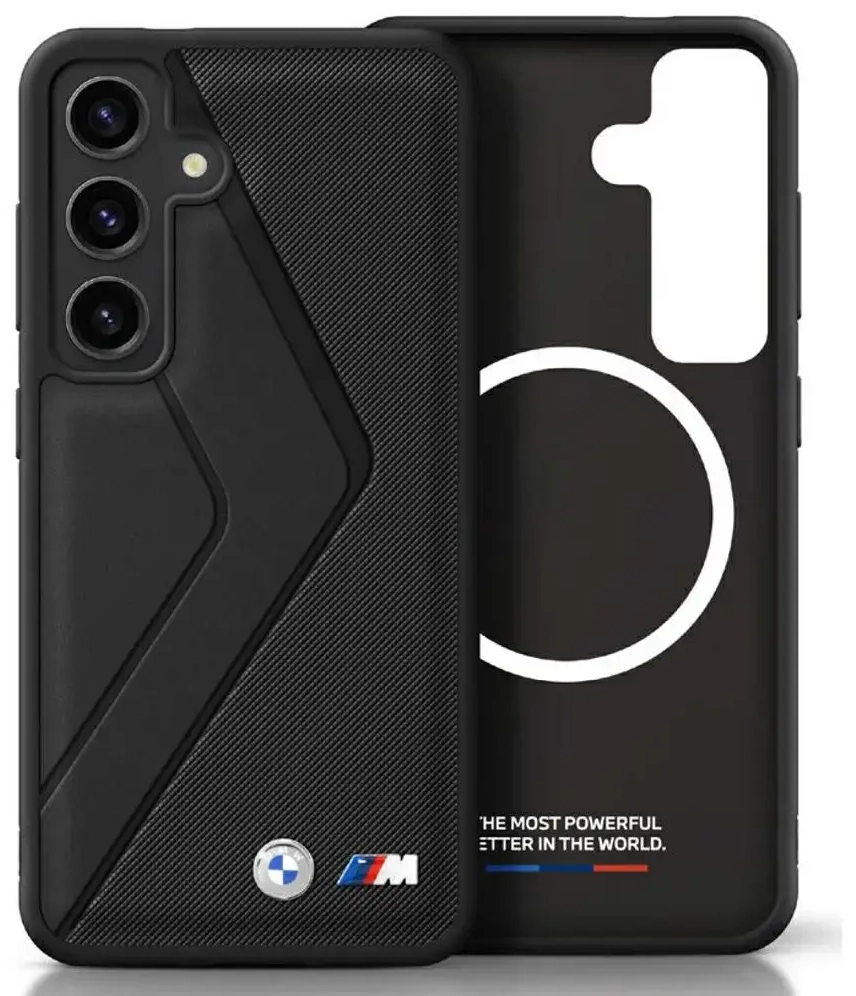 Etui BMW Leather Oversized Stripes        MagSafe do Samsung Galaxy S25 czarny
