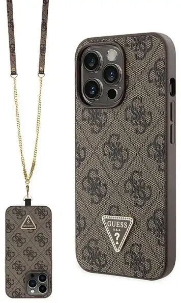Guess GUHCP13LP4TDSCPW iPhone 13 Pro | 13 6.1" brązowy|brown hardcase Crossbody 4G Metal Logo