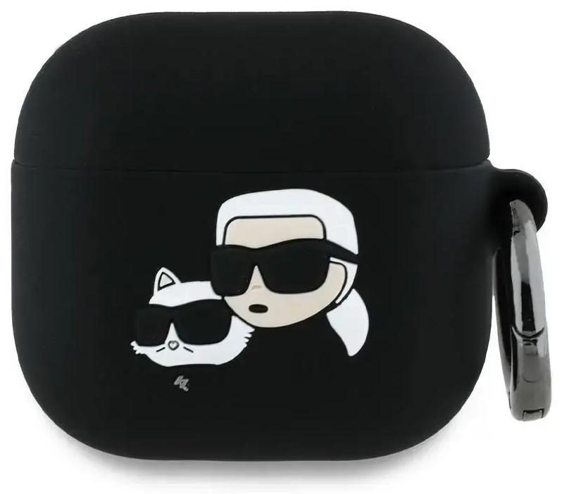 Karl Lagerfeld KLA4RUNKCHK AirPods 4      cover czarny|black Silicone Karl&Chaupette Head 3D