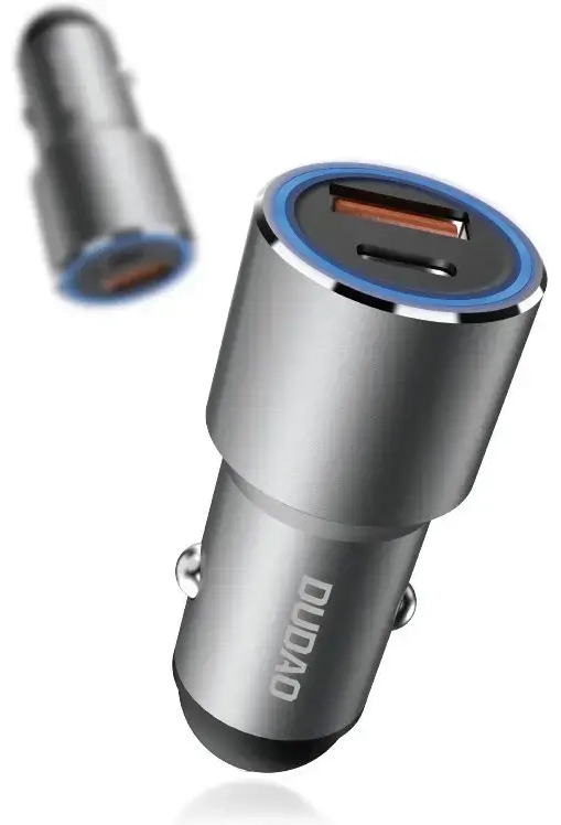 Dudao R4PQ automobilinis įkroviklis | 22.5W | PD, QC | USB-A, USB-C | pilkas