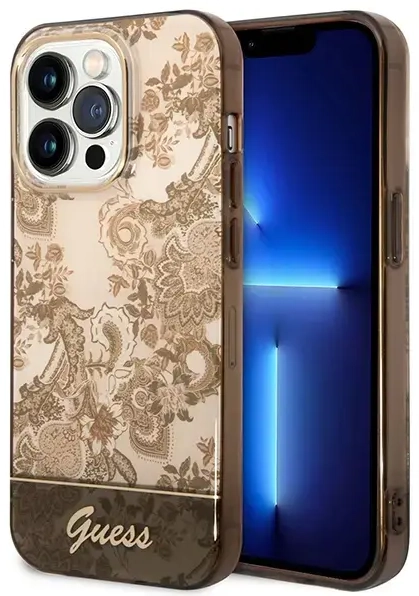 Guess GUHCP14LHGPLHC iPhone 14 Pro 6,1" ochre hardcase Porcelain Collection