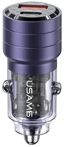 USAMS C36 CC176 automašīnas lādētājs | 95W | USB-A, USB-C | violets