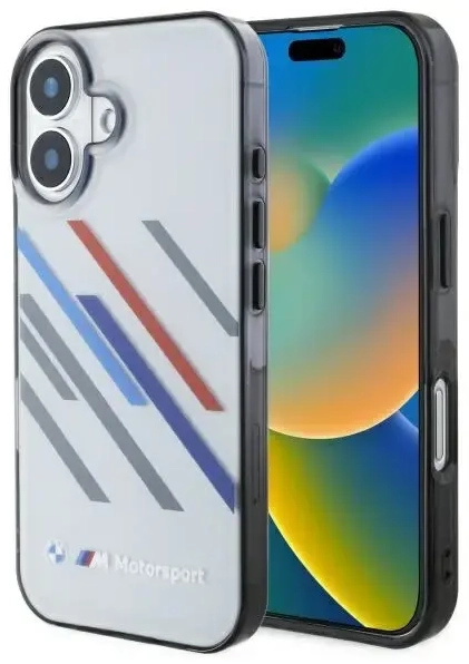 BMW BMHCP16M23HTRAG iPhone 16 Plus 6.7" szary|grey hardcase Motosport IML Random Stripes