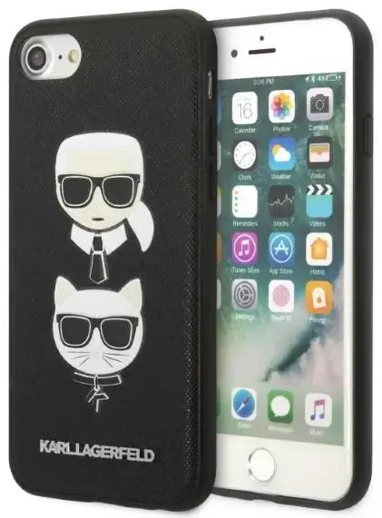 Karl Lagerfeld KLHCI8SAKICKCBK iPhone 7|8 | SE 2020 | SE 2022 czarny|black hardcase Saffiano Karl&Choupette Head