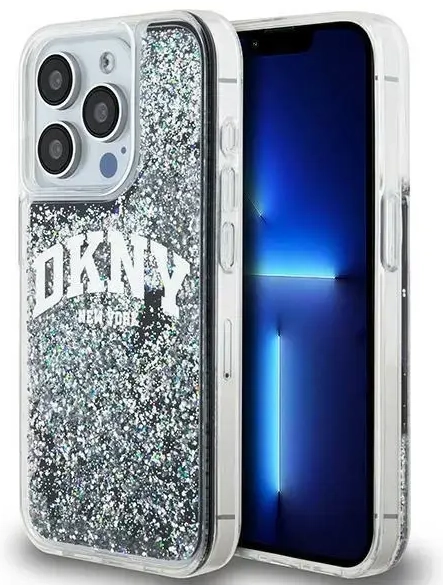 DKNY DKHCP13LLBNAEK iPhone 13 Pro | 13 6.1" czarny|black hardcase Liquid Glitter Big Logo