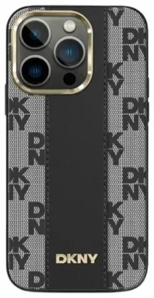 DKNY DKHMP13LPCPVSLK iPhone 13 Pro | 13 6.1" czarny|black hardcase Leather Checkered Mono Pattern MagSafe