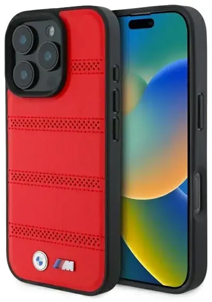 BMW BMHMP16X23PUSPR iPhone 16 Pro Max     6.9" czerwony|red hardcase M Perforated And Stitched Line MagSafe