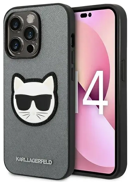 Karl Lagerfeld KLHCP14XSAPCHG iPhone 14 Pro Max 6,7" hardcase srebrny|silver Saffiano Choupette Head Patch