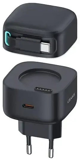 USAMS XMF Series CC202TC01 tīkla lādētājs | 35W | GaN, PD, QC | USB-C | melns