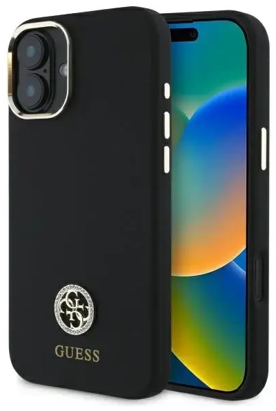Guess GUHCP16SM4DGPK iPhone 16 6.1"       czarny|black hardcase Silicone Logo Strass 4G