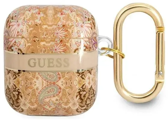 Guess  GUA2HHFLD AirPods 1|2 cover złoty|gold Paisley Strap Collection