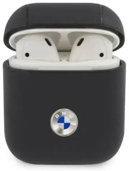 BMW BMA2SSLNA AirPods 1|2 cover granatowy|navy Geniune Leather Silver Logo