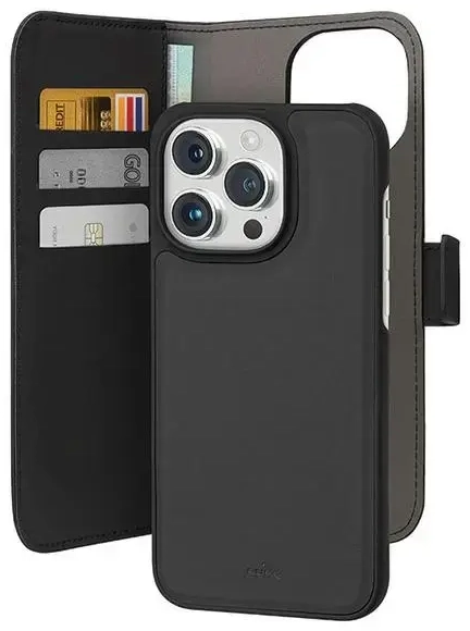 Puro Wallet Detachable iPhone 15 Pro Max 6.7" 2w1 czarny|black PUIPC15P67BOOKC3BLK