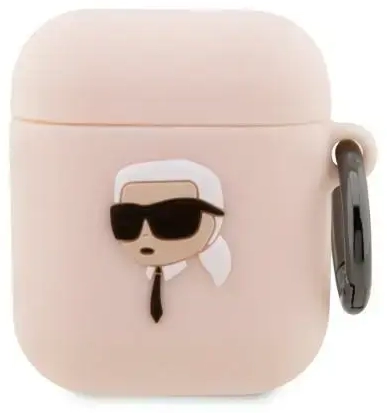 Karl Lagerfeld KLA2RUNIKP AirPods 1|2 cover różowy|pink Silicone Karl Head 3D