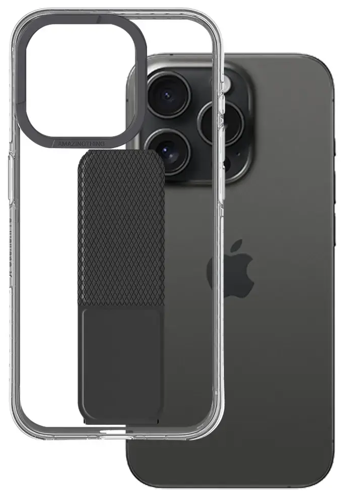 Amazing Thing Titan Pro Holder phone case with stand for iPhone 15 Pro Max black