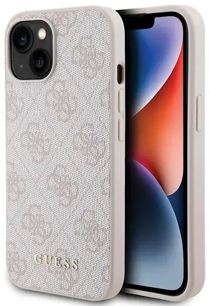 Guess GUHCP15SG4GFPI iPhone 15 6.1" różowy|pink hard case 4G Metal Gold Logo