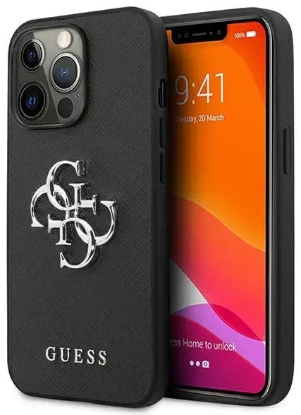 Guess GUHCP13LSA4GSBK iPhone 13 Pro|13 6,1" czarny|black hardcase Saffiano 4G Metal Logo