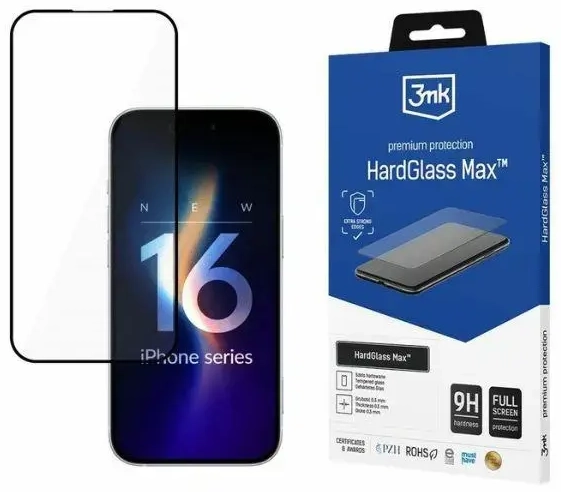 3MK HardGlass Max iPhone 16 Plus 6.7" black, Fullscreen Glass