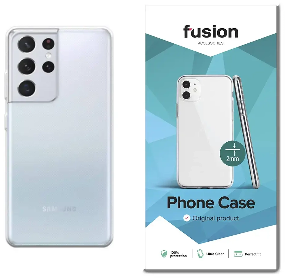 Fusion ultra clear series 2 mm silikona aizsargapvalks Samsung G998 Galaxy S21 Ultra 5G caurspīdīgs (EU Blister)