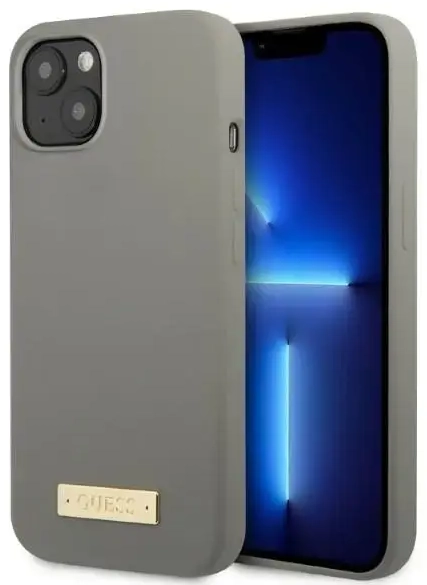 Guess GUHMP13SSPLG iPhone 13 mini 5,4" szary|grey hard case Silicone Logo Plate MagSafe