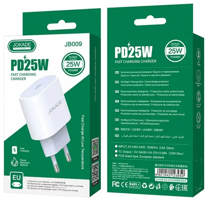 Jokade JB009 tīkla lādētājs | 25W | PD | USB-C | balts