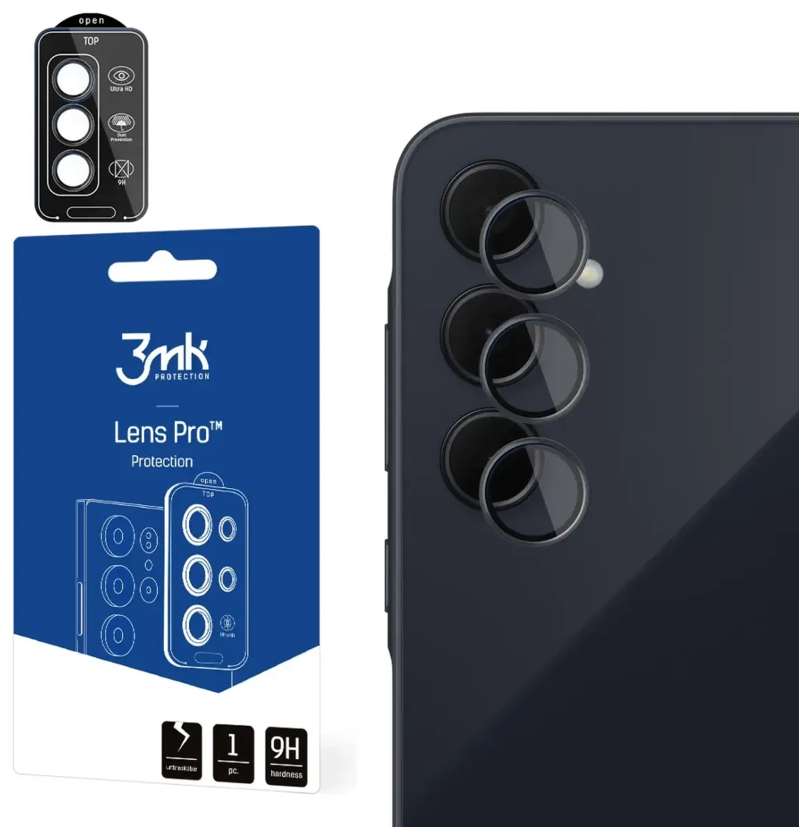 Tempered Glass for Camera Lens 3mk Lens Protection Pro Black for Samsung Galaxy A35 5G
