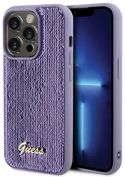 Guess GUHCP15XPSFDGSU iPhone 15 Pro Max 6.7" fioletowy|purple hardcase Sequin Script Metal