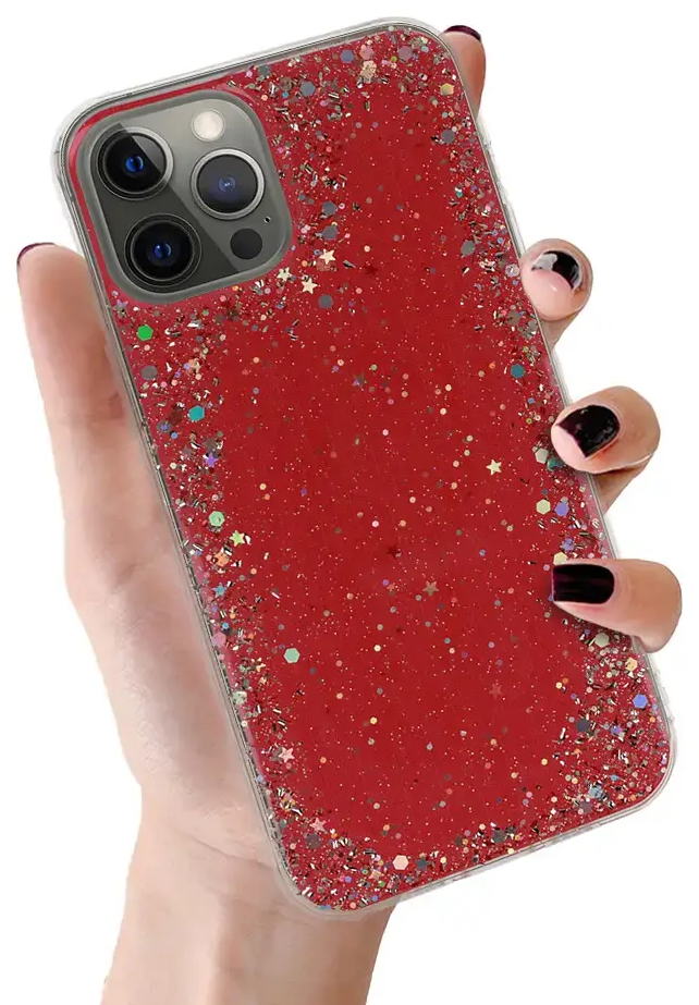 Brilliant Clear phone case for iPhone 12 Pro Max red