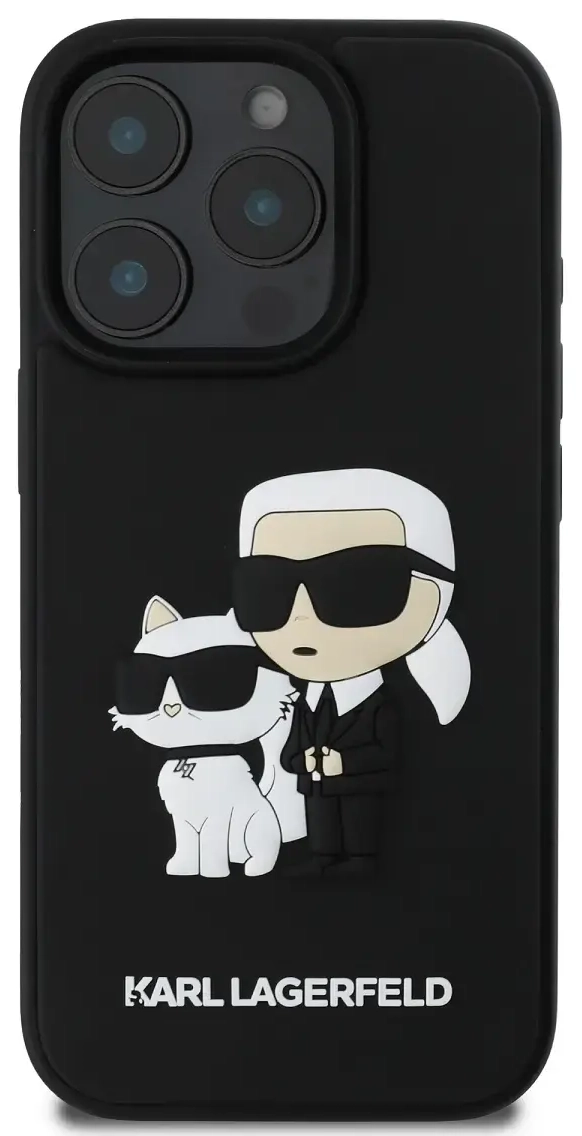 Karl Lagerfeld PU Saffiano Karl and Choupette Case for iPhone 16 Pro Max Black