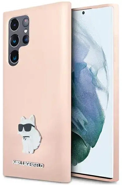 Karl Lagerfeld KLHCS23LSMHCNPP S23 Ultra S918 różowy|pink Silicone Choupette Metal Pin