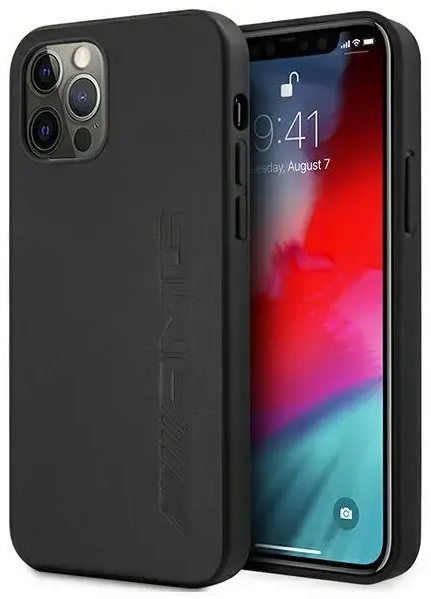 AMG AMHCP12LDOLBK iPhone 12 Pro Max 6,7" czarny|black hardcase Leather Hot Stamped