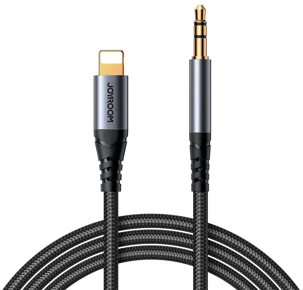 Joyroom stereo audio cable AUX 3.5 mm mini jack - Lightning for iPhone iPad 1.2 m black (SY-A06)